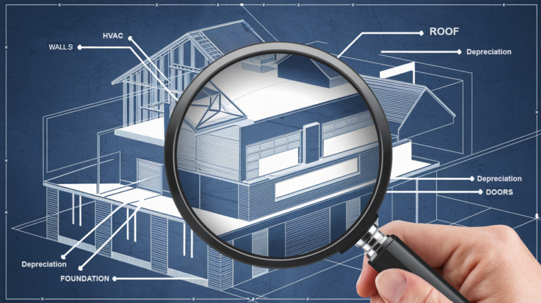 Building with different components labeled for depreciation.