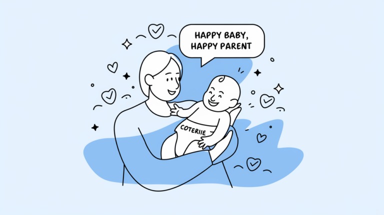 line art image of a parent and baby who is wearing a Coterie diaper