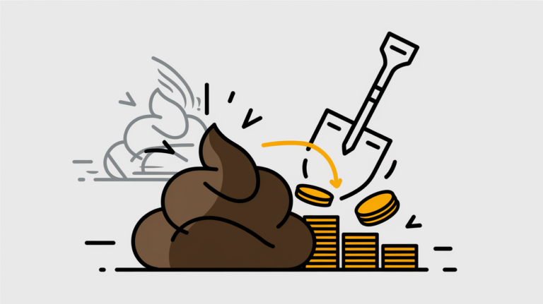 Vector art of dog poop turning into money