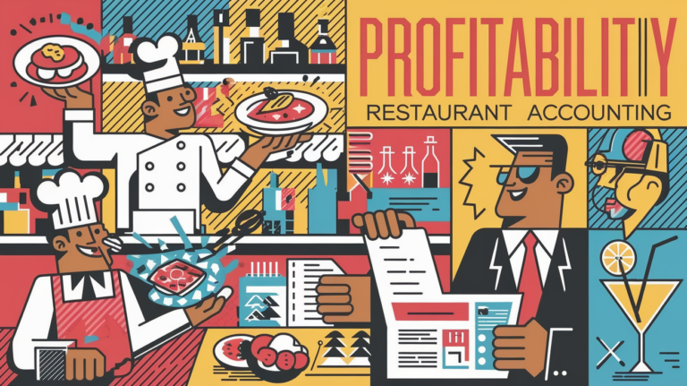 Block illustration of a thriving restaurant with a CPA assisting the owner.