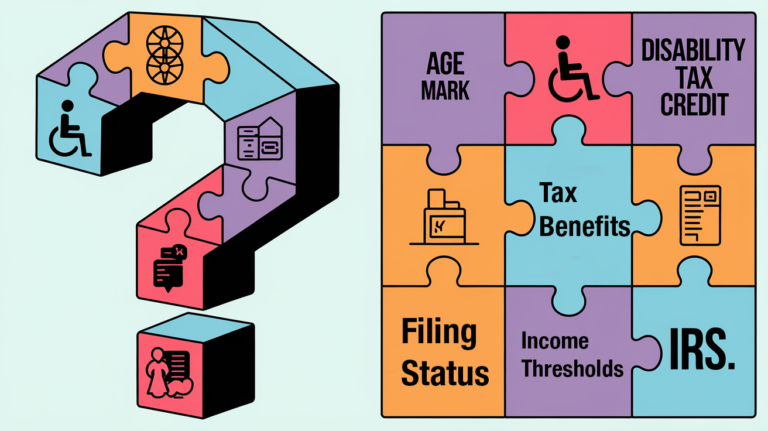 A block illustration with a question mark made of puzzle pieces, representing the Disability Tax Credit eligibility criteria.