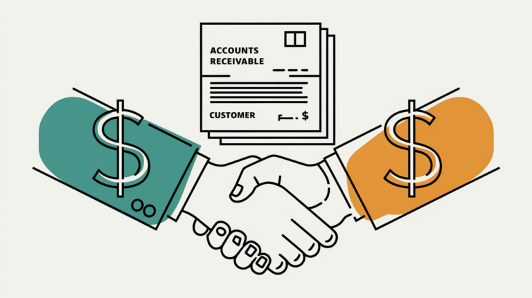 Line art handshake representing Accounts Receivable.